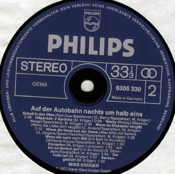 Mike Krüger - Auf Der Autobahn Nachts Um Halb Eins - Mike Krüger –  Vinly Plak alithestereo - 3