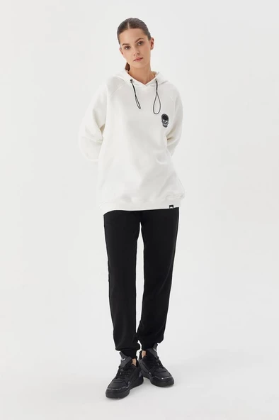 No Fear Kadın Sweatshirt Oversize Kapüşonlu Beyaz 72478 - 2