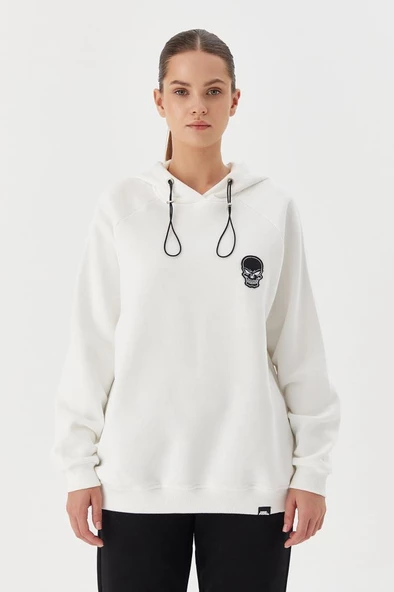 No Fear Kadın Sweatshirt Oversize Kapüşonlu Beyaz 72478