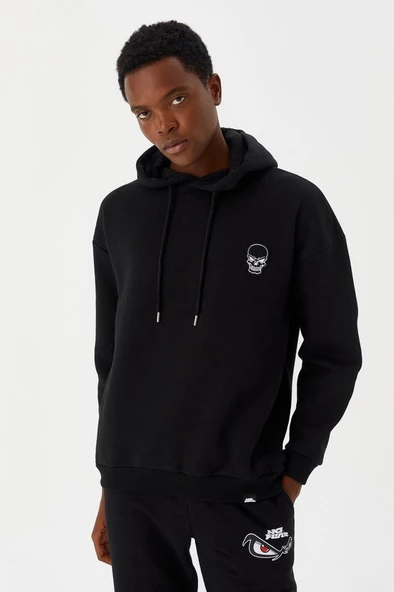 No Fear Erkek Sweatshirt Kapüşonlu Siyah M500241 - 2