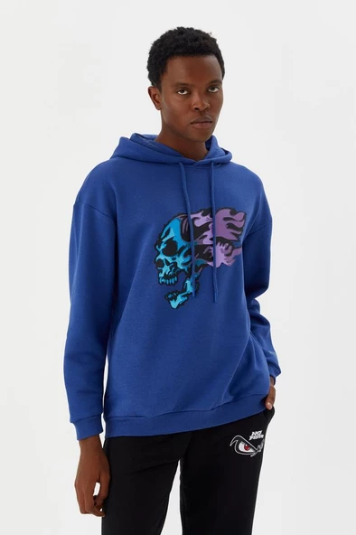 No Fear Erkek Sweatshirt Kapüşonlu Mavi M500229 - 3