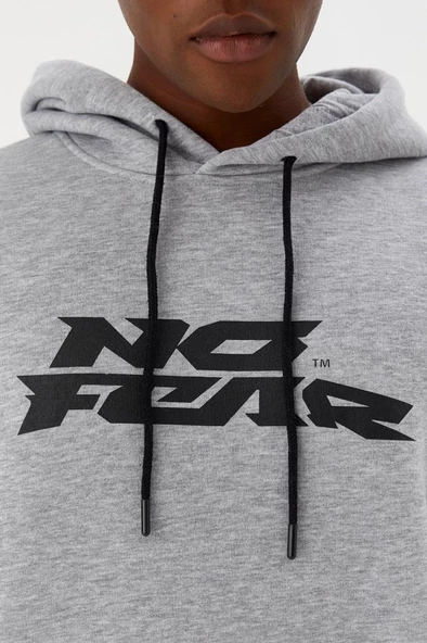 No Fear Erkek Sweatshirt Kapüşonlu Gri Melanj M500271 - 4