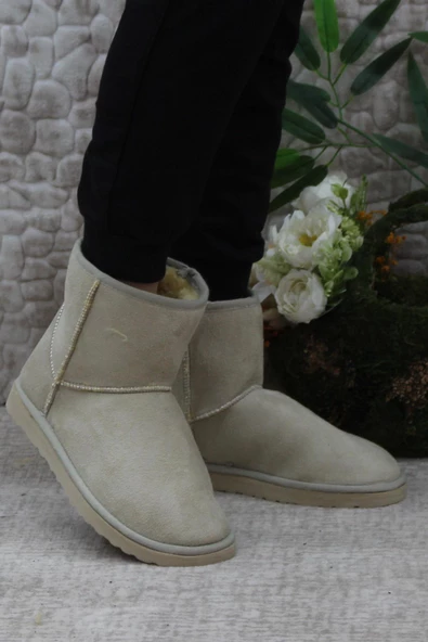 Mehmet Mete 0832 Kısa Ucc Model Süet İçi Tüylü Kürklü Düz Taban Kadın Bot - 7