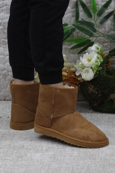 Mehmet Mete 0832 Kısa Ucc Model Süet İçi Tüylü Kürklü Düz Taban Kadın Bot - 12