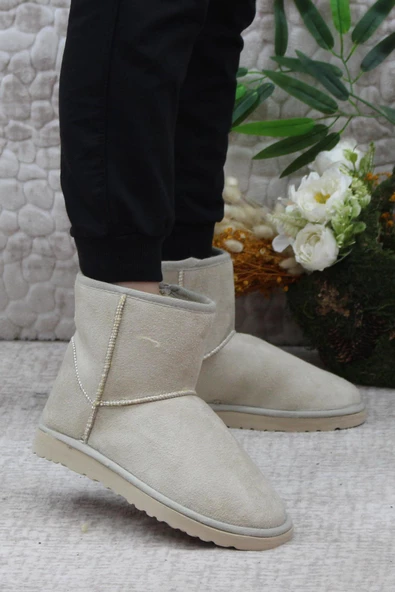 Mehmet Mete 0832 Kısa Ucc Model Süet İçi Tüylü Kürklü Düz Taban Kadın Bot - 4