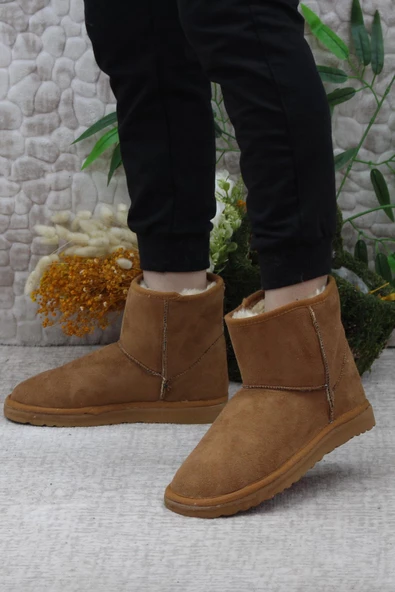 Mehmet Mete 0832 Kısa Ucc Model Süet İçi Tüylü Kürklü Düz Taban Kadın Bot - 11