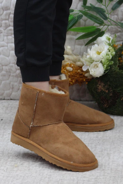 Mehmet Mete 0832 Kısa Ucc Model Süet İçi Tüylü Kürklü Düz Taban Kadın Bot - 3