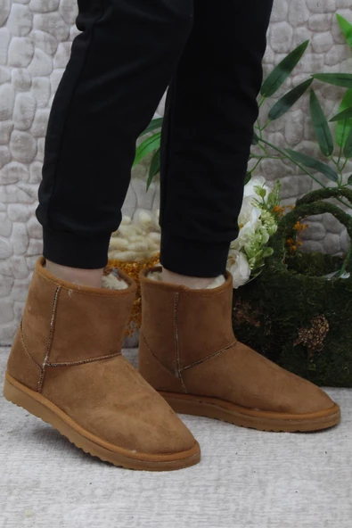 Mehmet Mete 0832 Kısa Ucc Model Süet İçi Tüylü Kürklü Düz Taban Kadın Bot - 6