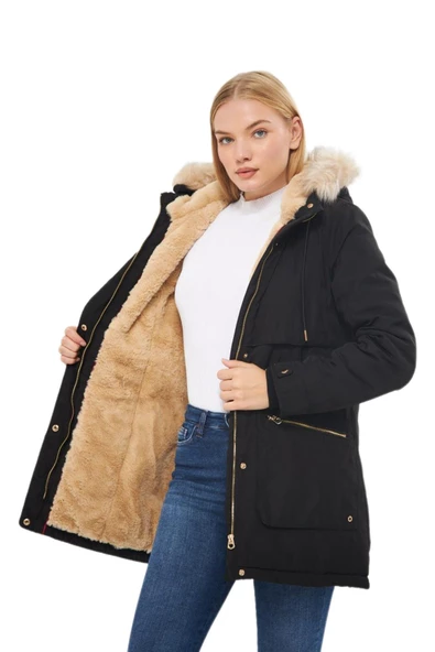 Kadın Spor Kapüşonlu Mont  M5565 BGL-ST03223 - Resim 6