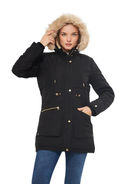 Kadın Spor Kapüşonlu Mont  M5565 BGL-ST03223 - Resim 8