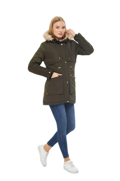 Kadın Spor Kapüşonlu Mont  M5565 BGL-ST03223 - Resim 3