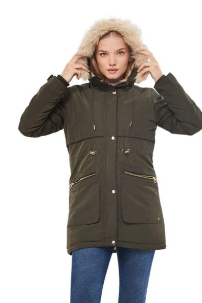 Kadın Spor Kapüşonlu Mont  M5565 BGL-ST03223 - Resim 7