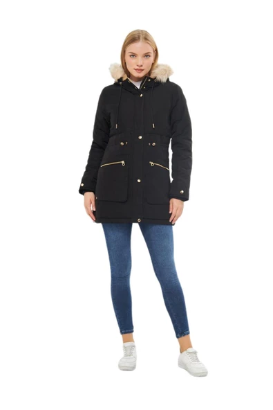 Kadın Spor Kapüşonlu Mont  M5565 BGL-ST03223 - Resim 4