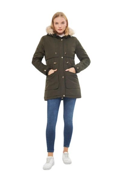 Kadın Spor Kapüşonlu Mont  M5565 BGL-ST03223 - Resim 5