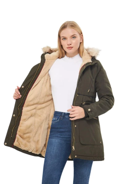 Kadın Büyük Beden Spor Kapüşonlu Mont  M5565 BGL-ST03224 - 6