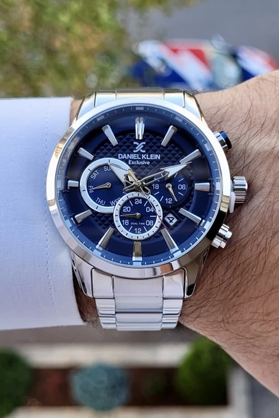 Daniel Klein DKISTE780 Kadranı Laciverrt Renk İç Göstergeleri Aktif Erkek Kol Saati - Resim 4
