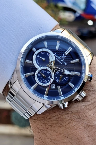 Daniel Klein DKISTE780 Kadranı Laciverrt Renk İç Göstergeleri Aktif Erkek Kol Saati - Resim 3