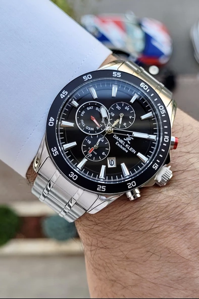 Daniel Klein DKISTE785 Siyah Gümüş Renk İç Göstergeleri Aktif Erkek Kol Saati - Resim 3