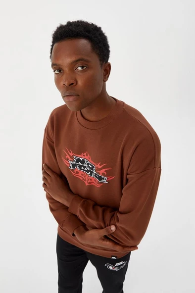 No Fear Erkek Sweatshirt Kahverengi M500242 - 5