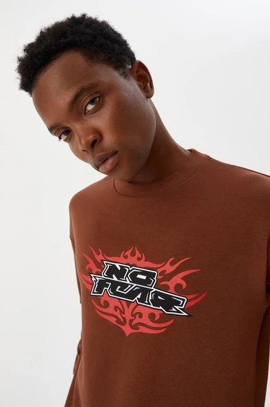 No Fear Erkek Sweatshirt Kahverengi M500242 - 6