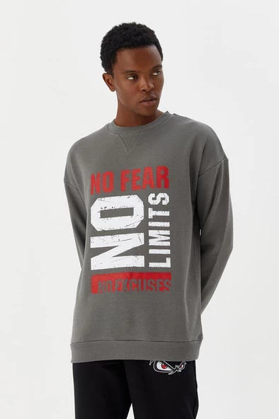 No Fear Erkek Sweatshirt Gri M500233 - 2