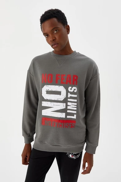 No Fear Erkek Sweatshirt Gri M500233 - 3