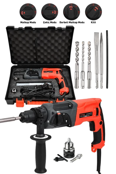 Assur Plus Extra Güçlü Metal Şanzıman Profesyonel Kırıcı Delici Hilti Matkap 850 W Kırmızı