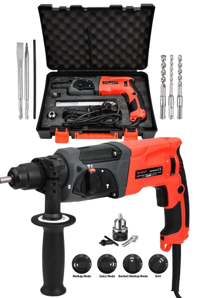 Assur Extra Güçlü Pro Kırıcı Delici Darbeli Hilti Matkap 850 W Kırmızıı