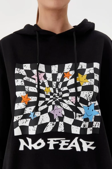 No Fear Kadın Sweatshirt Kapüşonlu Siyah 72468 - 3