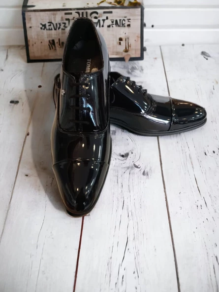 Tomıross-Pierro Erkek Klasik ve Damatlık Siyah Rugan Ayakkabı Pierro-1950 - 2