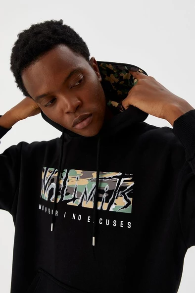 No Fear Erkek Sweatshirt Kapüşonlu Siyah M500225 - 3