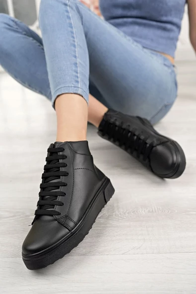 Albishoes Kadın Boğazlı Uzun Bilekli Sneaker Spor Ayakkabı Yarım Boğaz Kadın Bot&Bootie - 3
