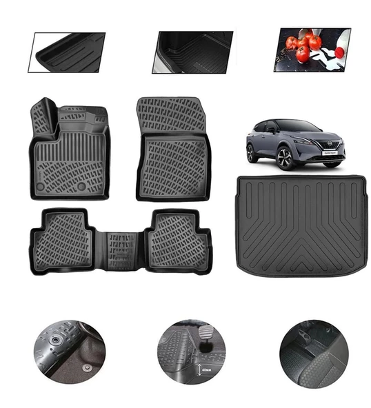 Nissan Qashqai Üst 2023 Model 4D Bagaj Paspas Set