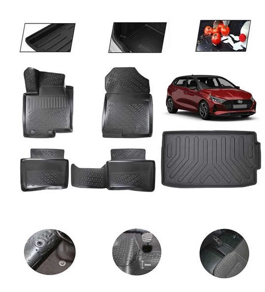 Hyundai İ20 Elite Plus Üst 2023 Model 4D Bagaj Paspas Set