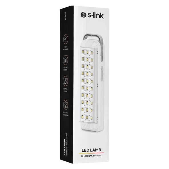S-Link SL-3652 Beyaz 40 SMD Ledli 4V 1000Mah Şarjlı Acil Durum Işıldağı - 37798 - 4
