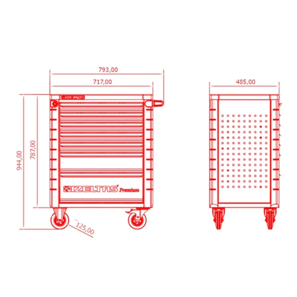 İzeltaş Premium Seri 7 Çekmeceli Full Dolu Dolap 243 Parça - 8245007096 - 2