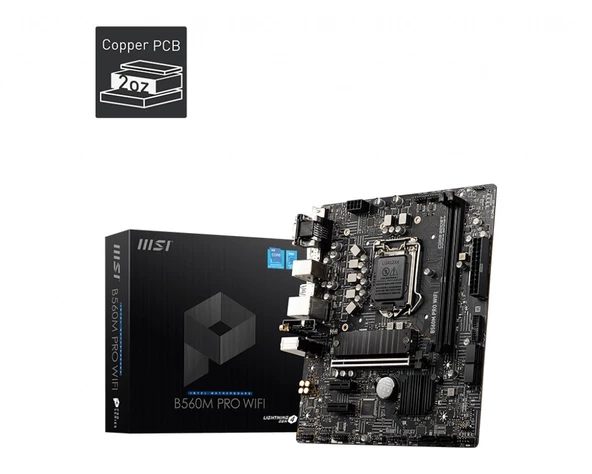 MSI MB B560M PRO WIFI SOKET 1200 DDR4 5200 (OC) PCI-E Gen 4 ,M.2 USB3.2 1x 2.5G LAN Wi-Fi 6 mATX