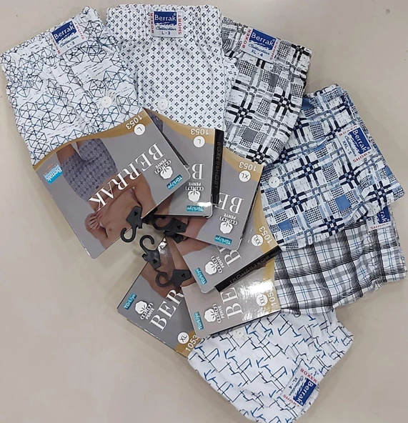 BERRAK 1053 ERKEK DESENLİ BOXER ŞORT 12 ADET