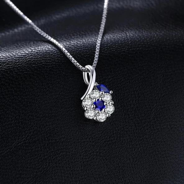 Safir Zirkon Taşlı Minimal Model Stylish Night Kadın Gümüş Kolye - 2