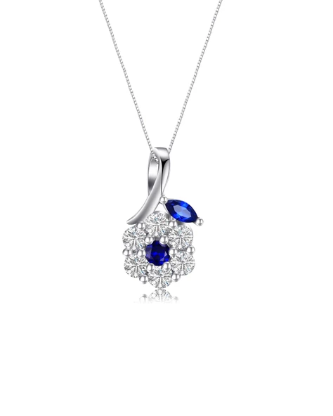 Safir Zirkon Taşlı Minimal Model Stylish Night Kadın Gümüş Kolye