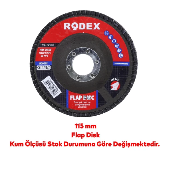 Spiral Avuç İçi Taşlama Makinesi Seti 115 mm Ahşap Mermer Beton Metal Tuğla Kesici İnox Flap Disk (6'Lı SET) - 6