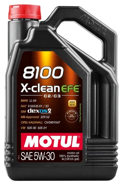 Motul 8100 X-Clean Efe C2/C3 5W-30 Partiküllü Tam Sentetik Motor Yağı 4 Litre