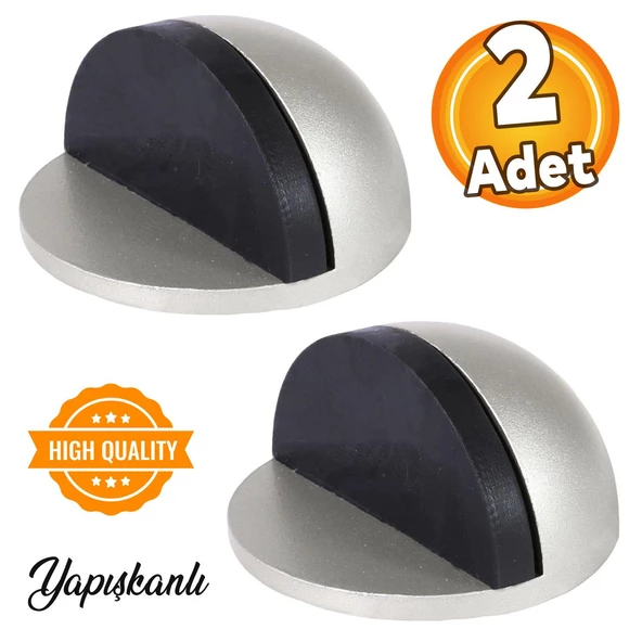 Yarımay Yapışkanlı Kapı Kolu Stoperi Tamponu Metal Kapı Stopu Durdurucu Tutucu Tutacağı Gri - 3
