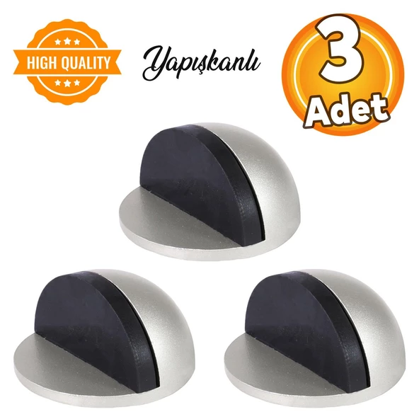 Yarımay Yapışkanlı Kapı Kolu Stoperi Tamponu Metal Kapı Stopu Durdurucu Tutucu Tutacağı Gri - 5