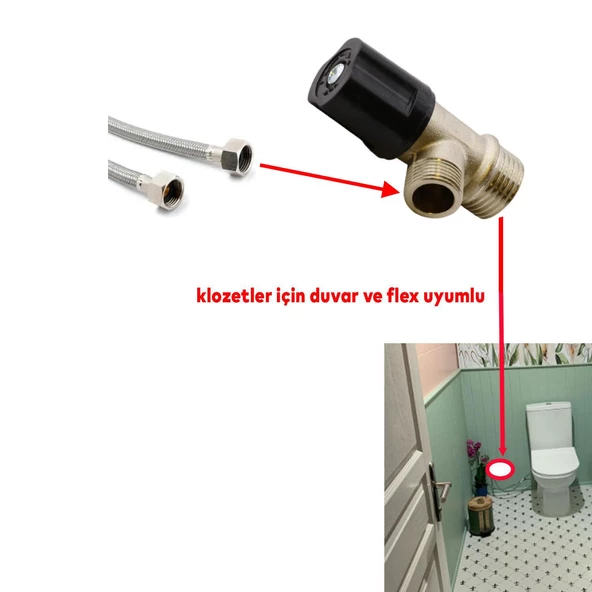 Metal Aç Kapa Vanalı Kumlamalı Taharet Musluğu Sağlam Ara Musluk Wc Klozet 0473 - Resim 4