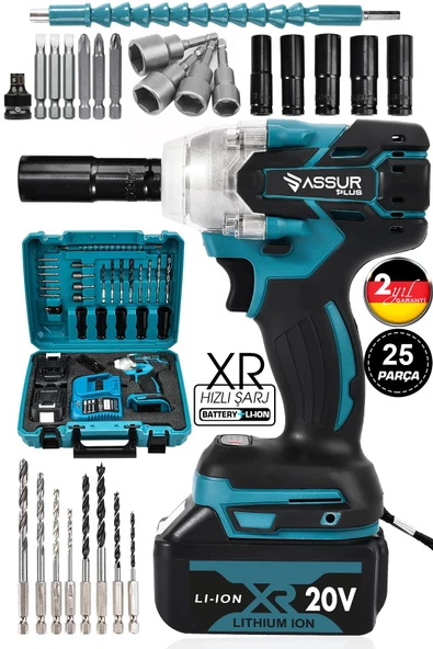 Assur Plus Extra Güçlü 21V 2.0ah Professional Somun Sökme Set Somun Sökme ve Akülü Vidalama