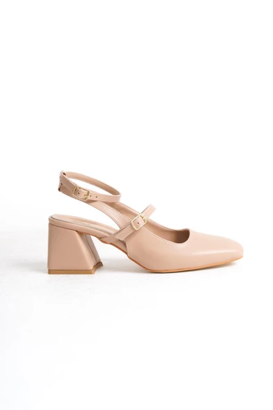 Mulia Ten Mat Kalın Topuklu Mary Jane Bilekten Bantlı Ayakkabı - Resim 4