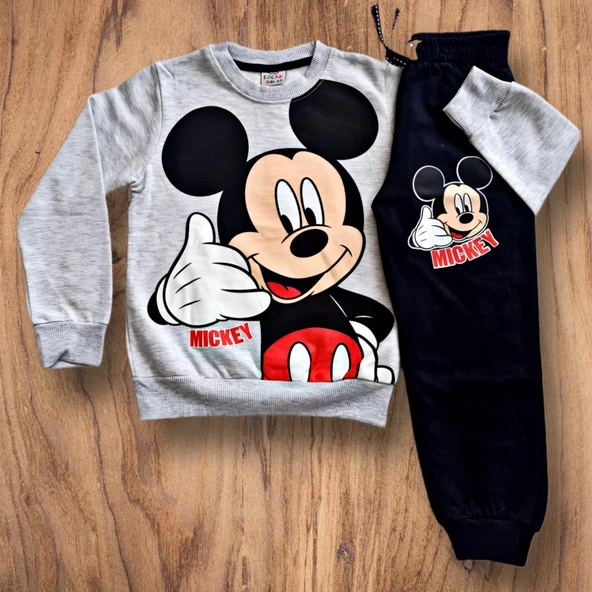 Mickey Desenli Gri Renk Erkek Çocuk Takım - 2
