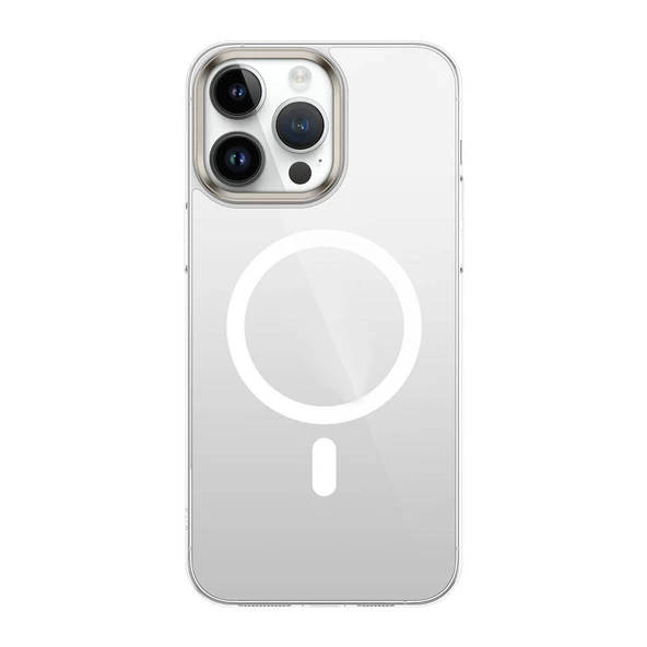Vendas iPhone 15 Pro Uyumlu Sararma Yapmayan Hassas Buton Tasarımlı Wireless Şarj Özellikli Glass Kapak - 9