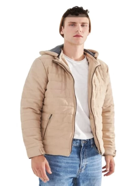 Delpino D0306 Erkek Süet Slim Kesim Kapüşonlu Mont - 3